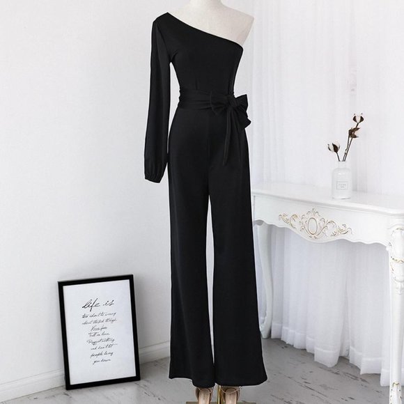 Women Fashion Elegant Stylish Office Lady Solid Party Elegant Jumpsuit One Shoul - Picture 5 of 6